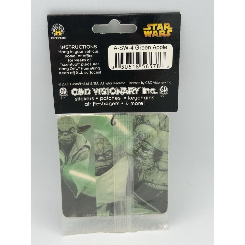 Star Wars Yoda Image Air Freshener A-SW-4 Green Apple NEW SEALED UNUSED - Picture 4 of 6